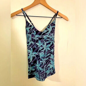 NWT Athleta Womens A-C Triangle Tankini Top Swim Tank Floral, Size XS, UPF 50